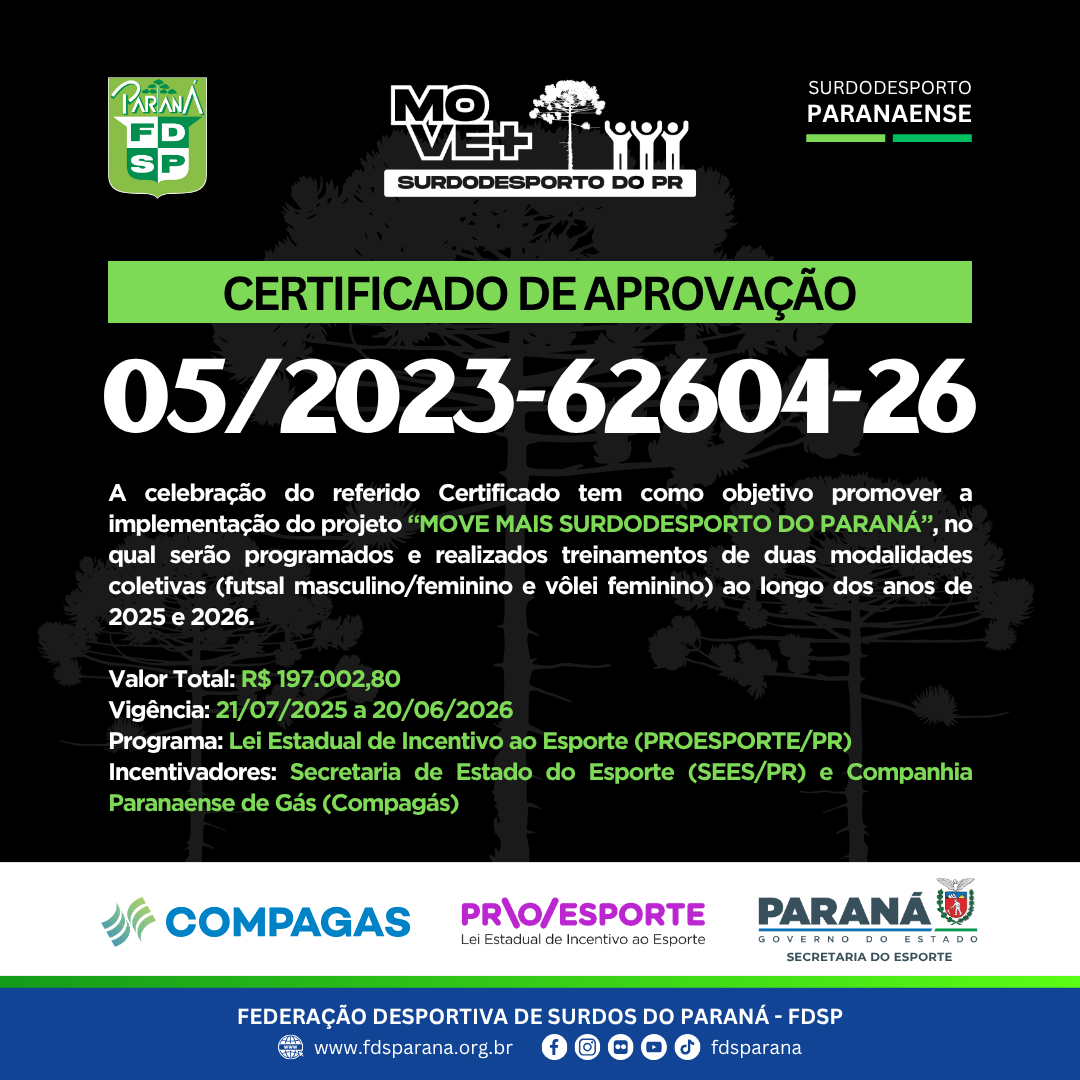 Cartaz - Certificado de Aprovação PROESPORTE Move Mais