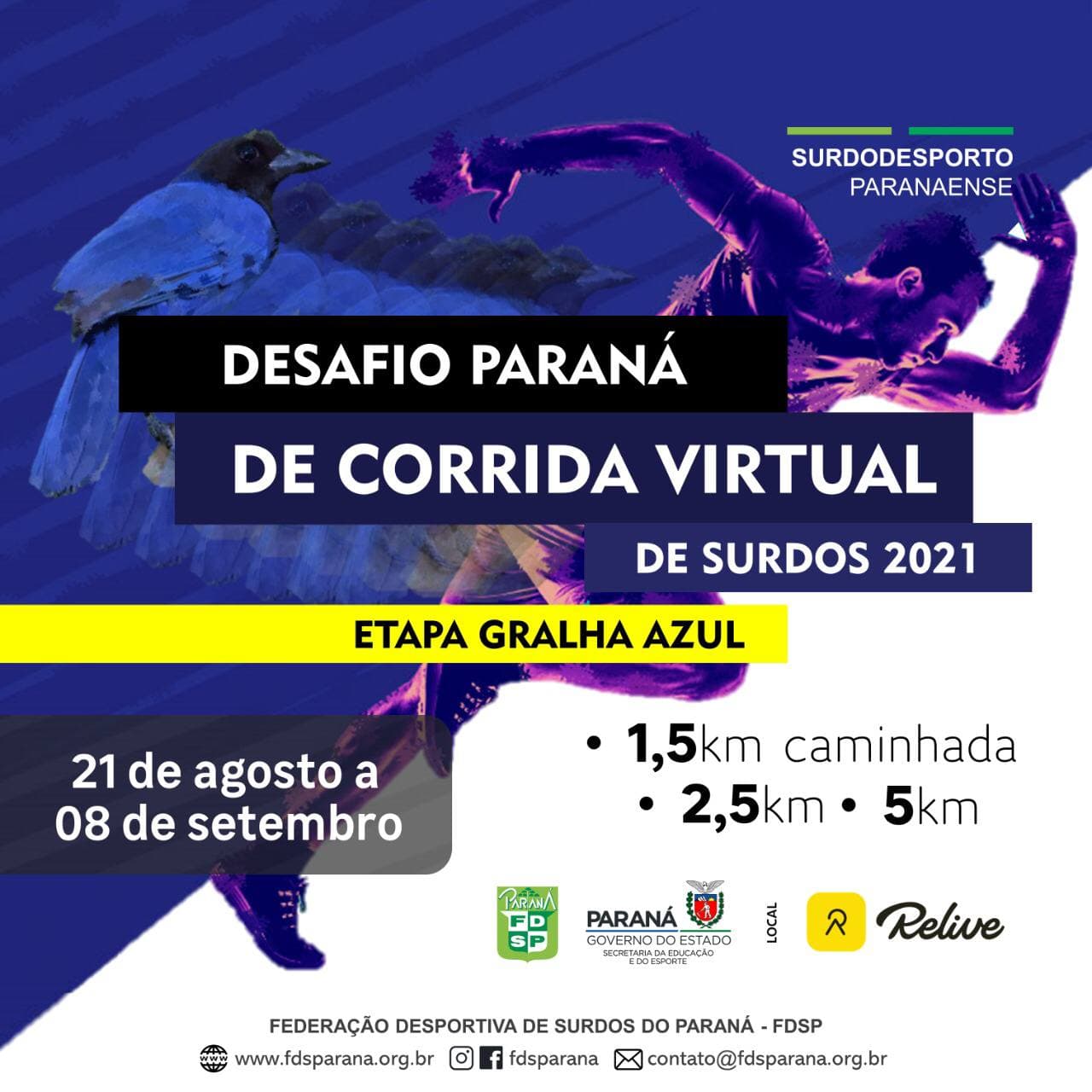 Cartaz - Desafio Paraná de Corrida Virtual 2021 - Etapa Gralha Azul
