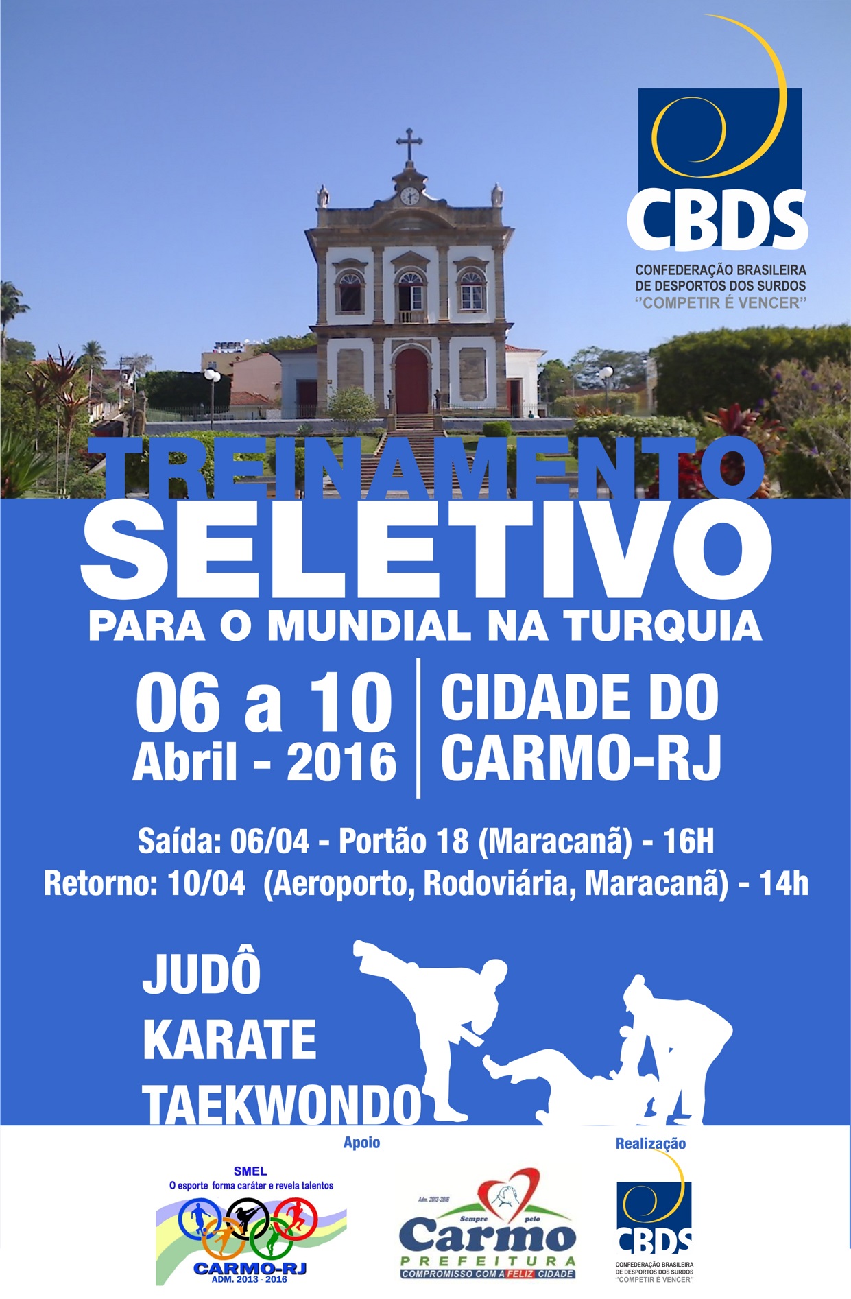 Cartaz Treinamento Seletivo 2016 - abril em Carmo-RJ
