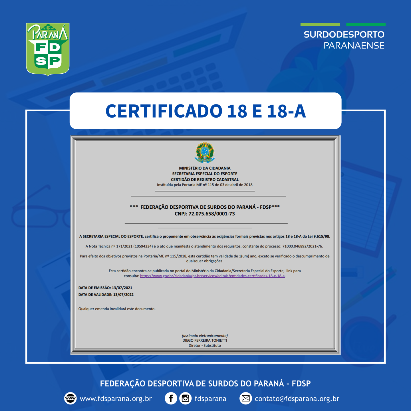 Certificado 18 e 18-A - Ano 2021