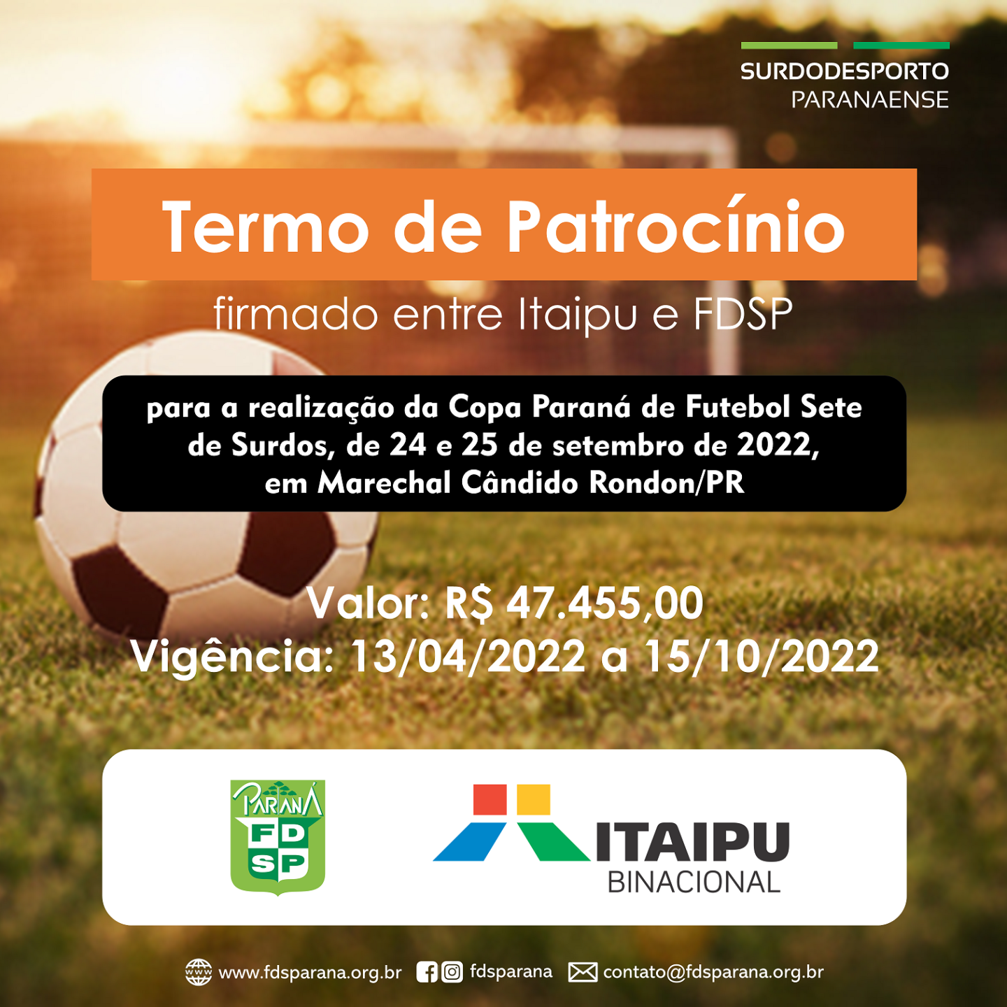 Cartaz Termo de Patrocinio - Transparencia Copa PR Sete 2022