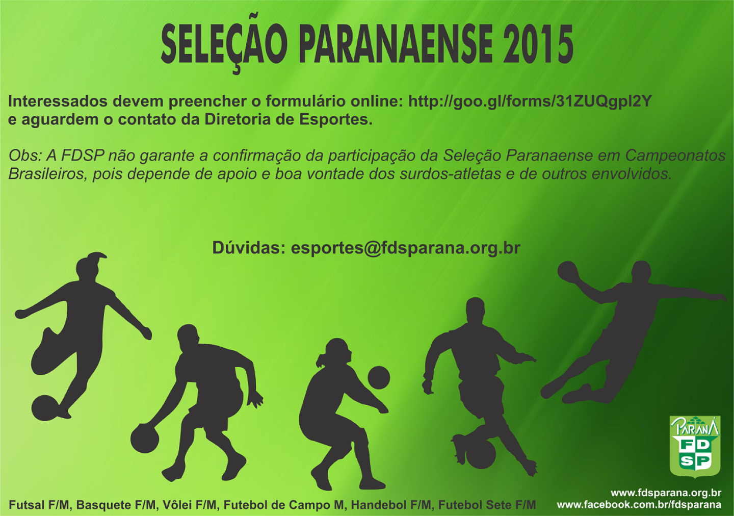 Comunicado SeleçãoPR2015