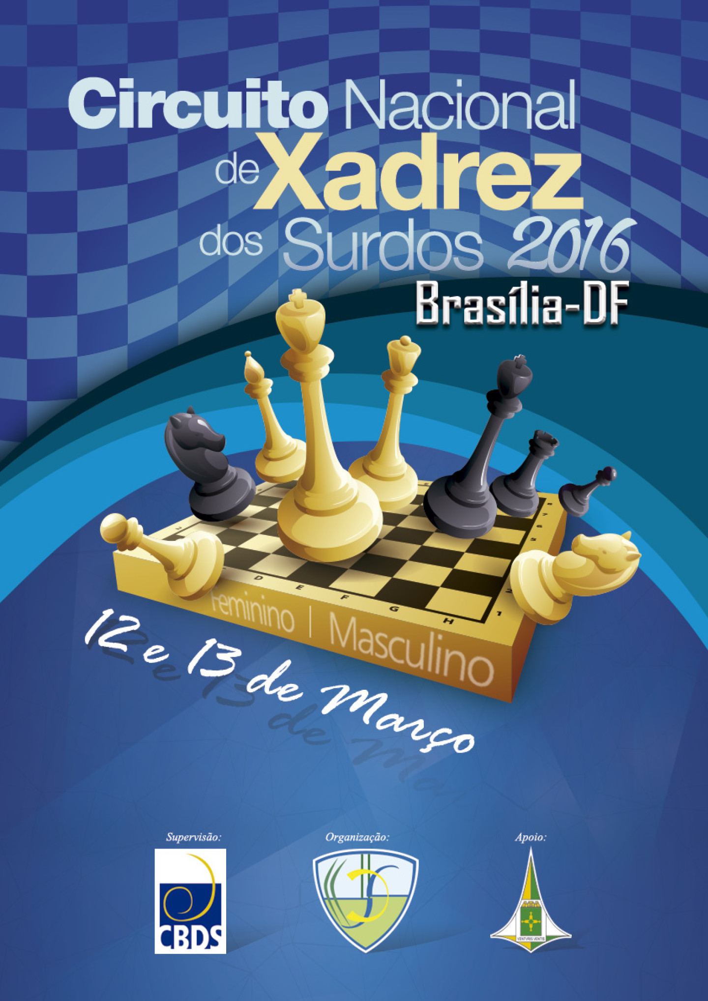 Cartaz do Circuito Nacional de Xadrez dos Surdos - Etapa Brasília