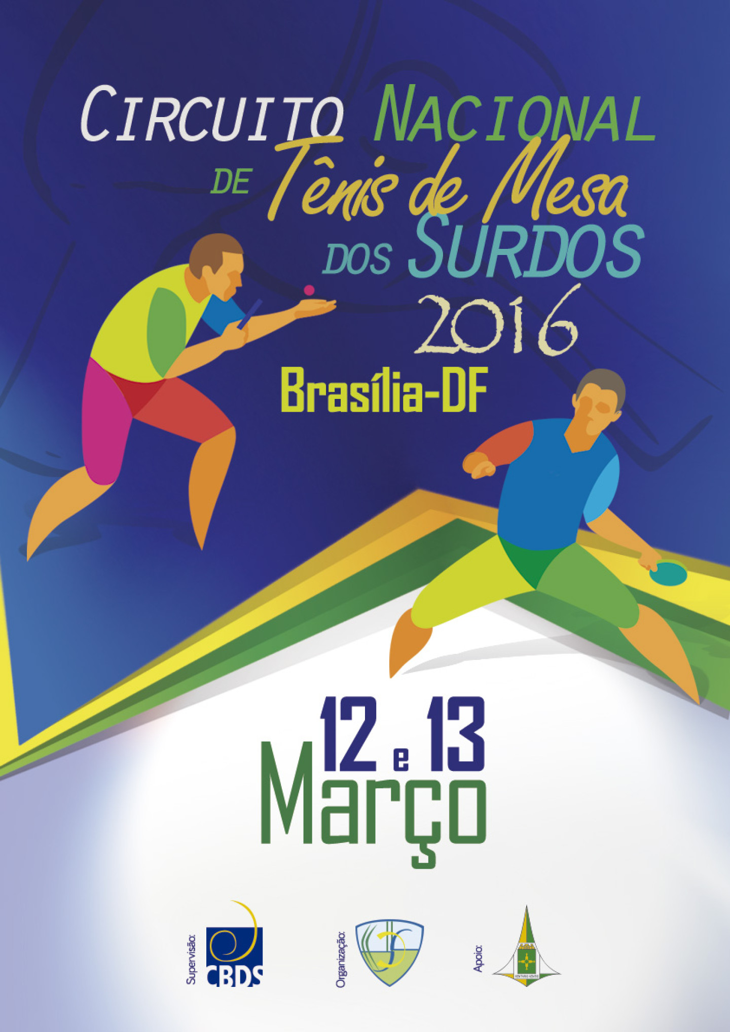 Cartaz do Circuito Nacional de Tênis de Mesa dos Surdos - Etapa Brasília