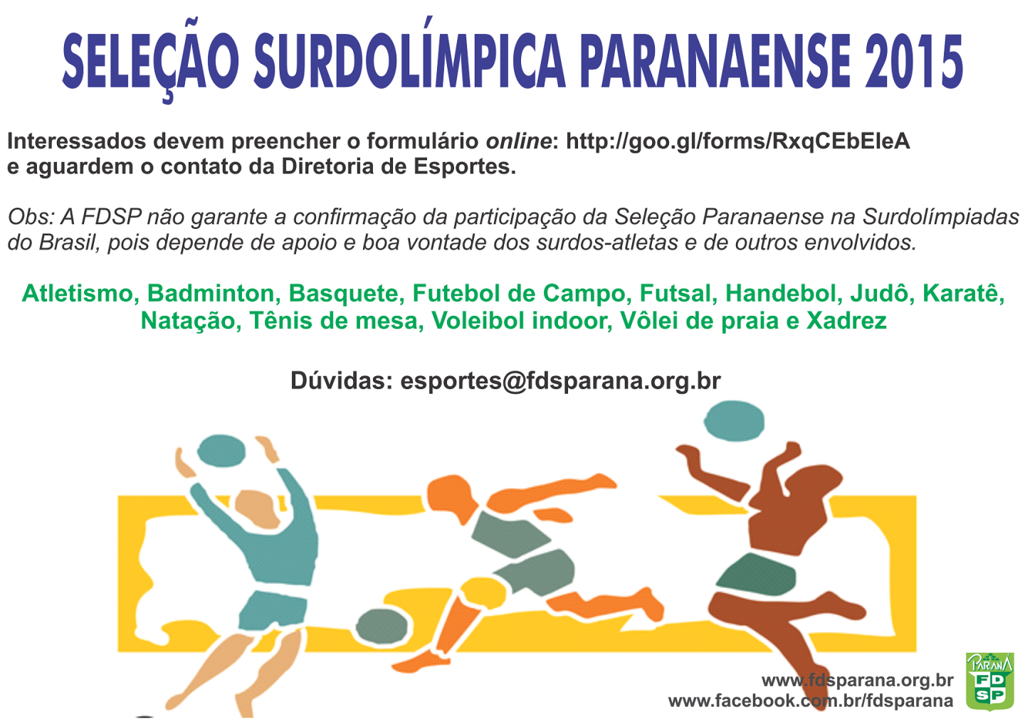 Seleção Surdo PR comunicado