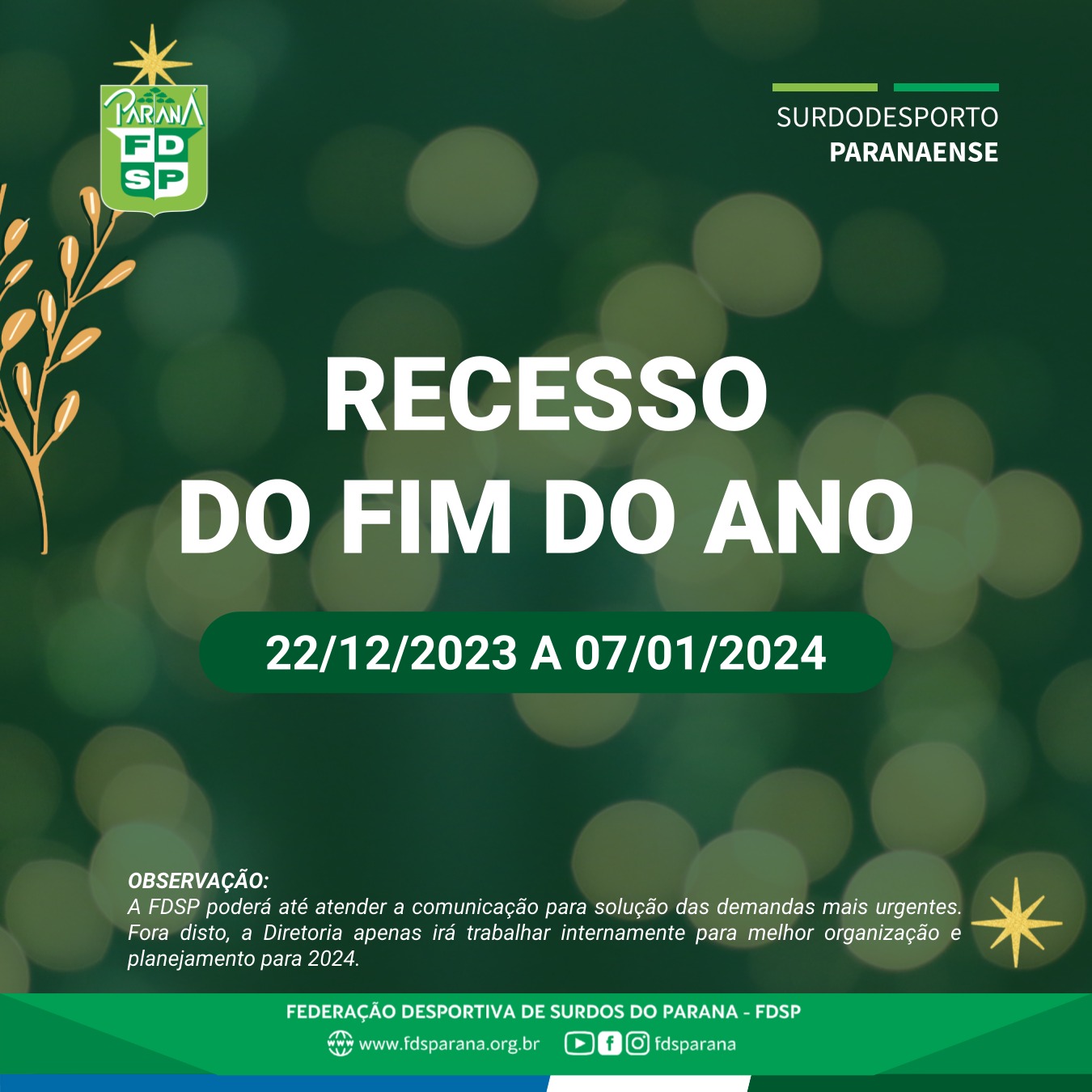 recesso fim do ano FDSP 2023